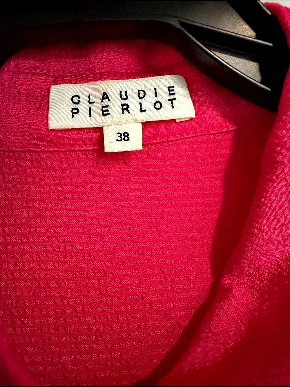 Claudie Pierlot Ruffled Collar Long-Sleeve Blouse Pink Size 38 - Picture 5 of 8